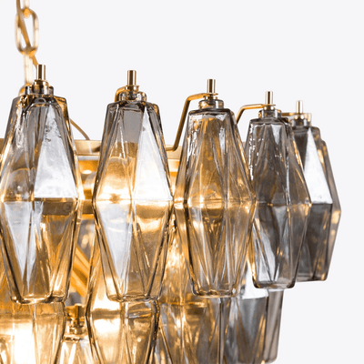 Eirenora Chandelier Pink Faceted Glass Layered Vintage