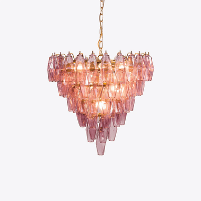 Eirenora Chandelier Pink Faceted Glass Layered Vintage