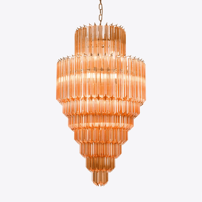 Liororelle Chandelier Amber Diamond Glass Layered Retro