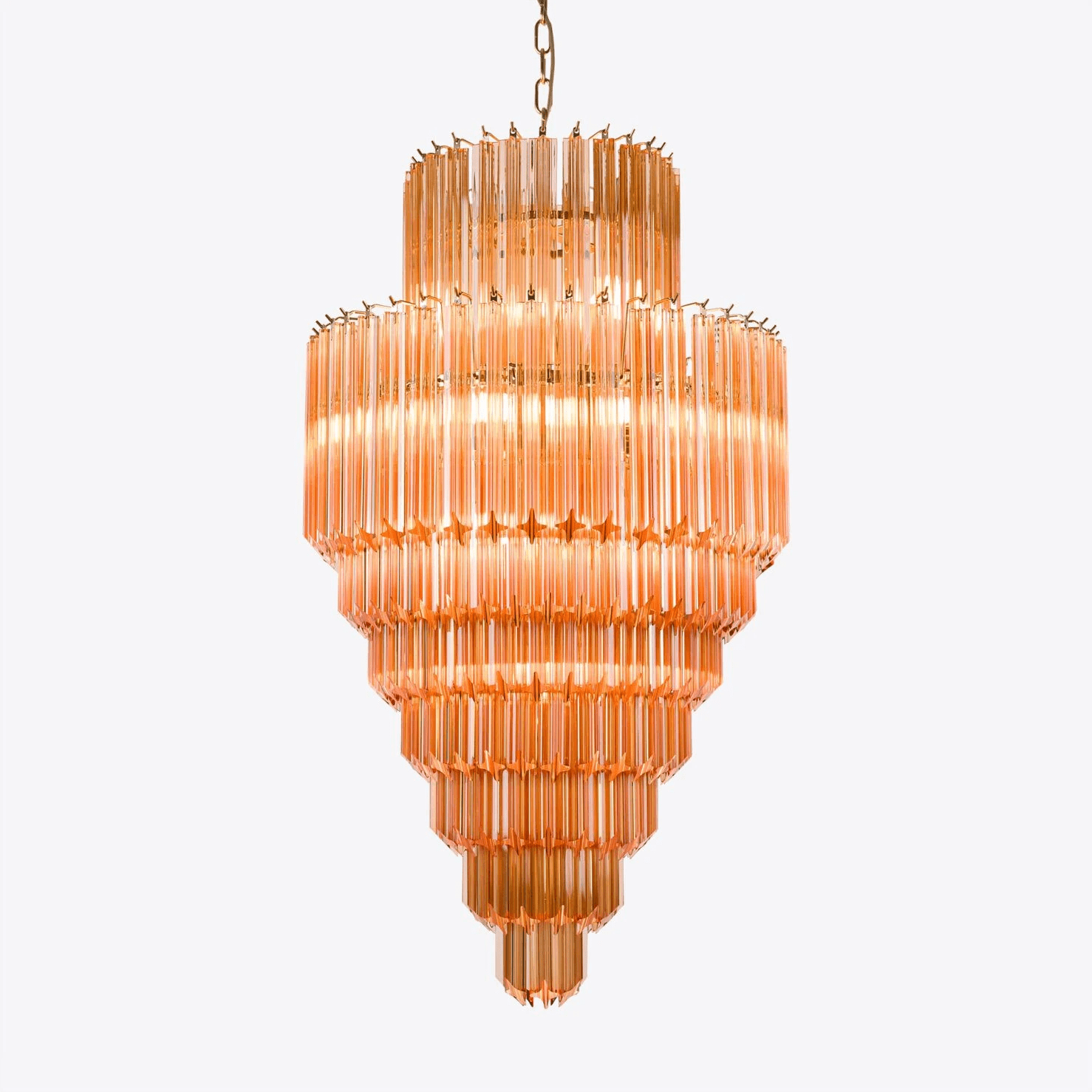 Liororelle Chandelier Amber Diamond Glass Layered Retro