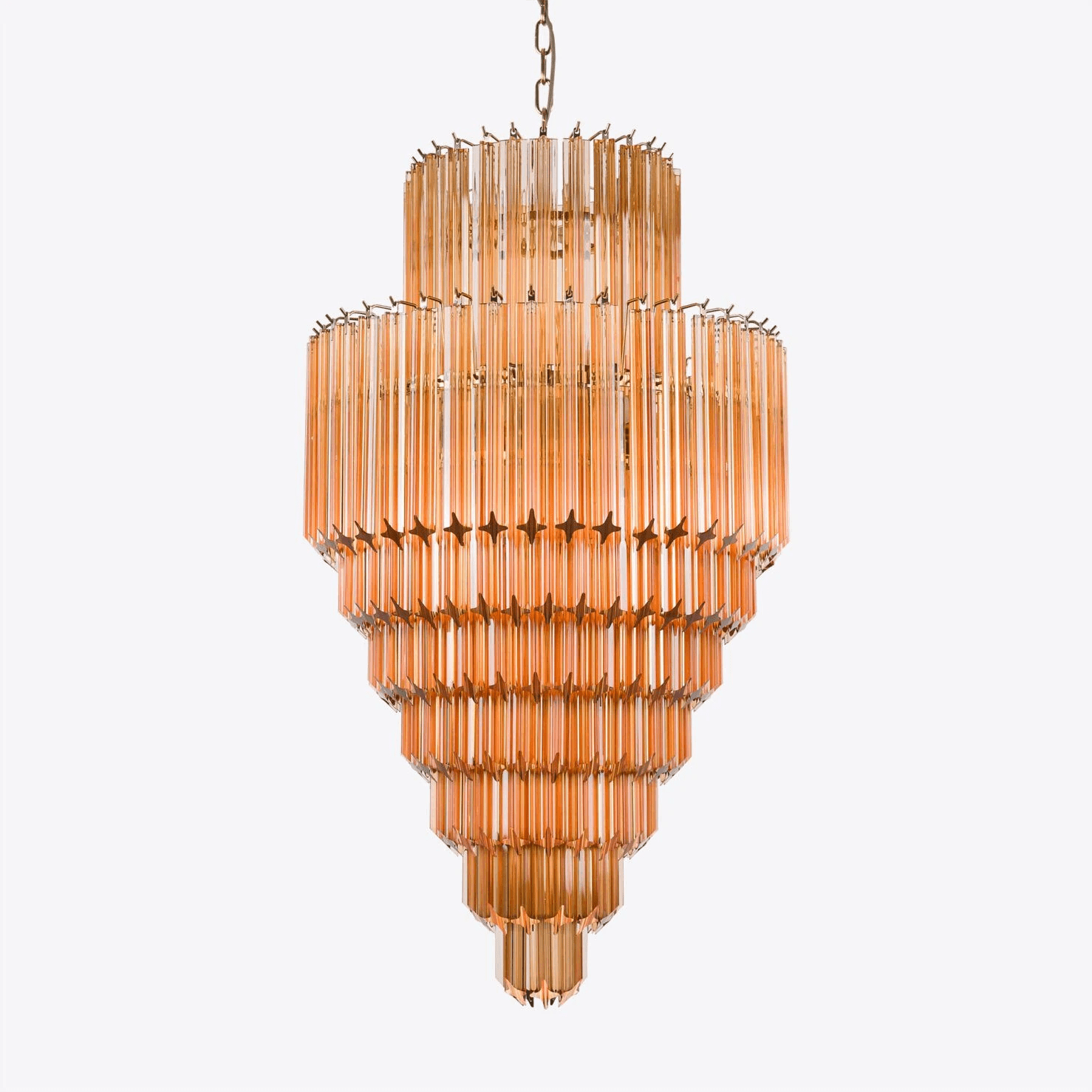 Liororelle Chandelier Amber Diamond Glass Layered Retro