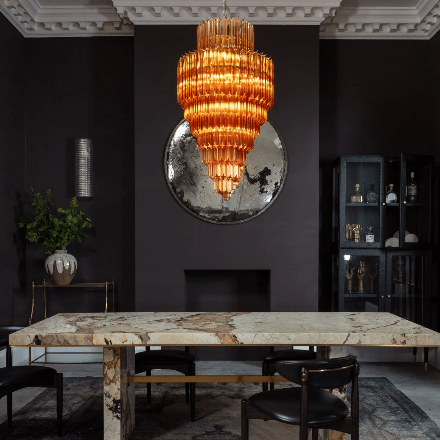 Liororelle Chandelier Amber Diamond Glass Layered Retro