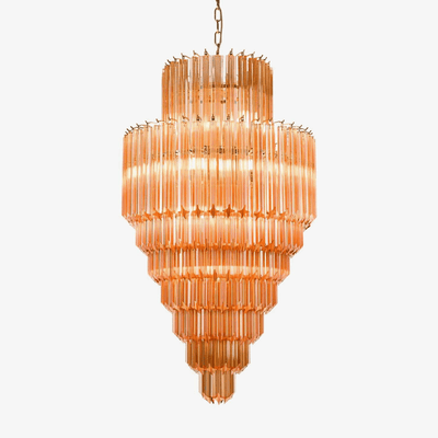 Liororelle Chandelier Amber Diamond Glass Layered Retro