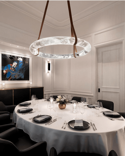 Lixor Alabaster Chandeliers  Ring Leather Strap  Version A