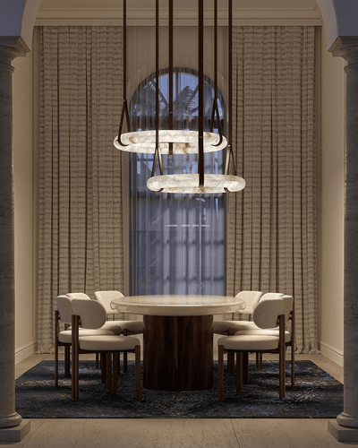 Tarys Alabaster Chandeliers  Ring Leather Strap Version B