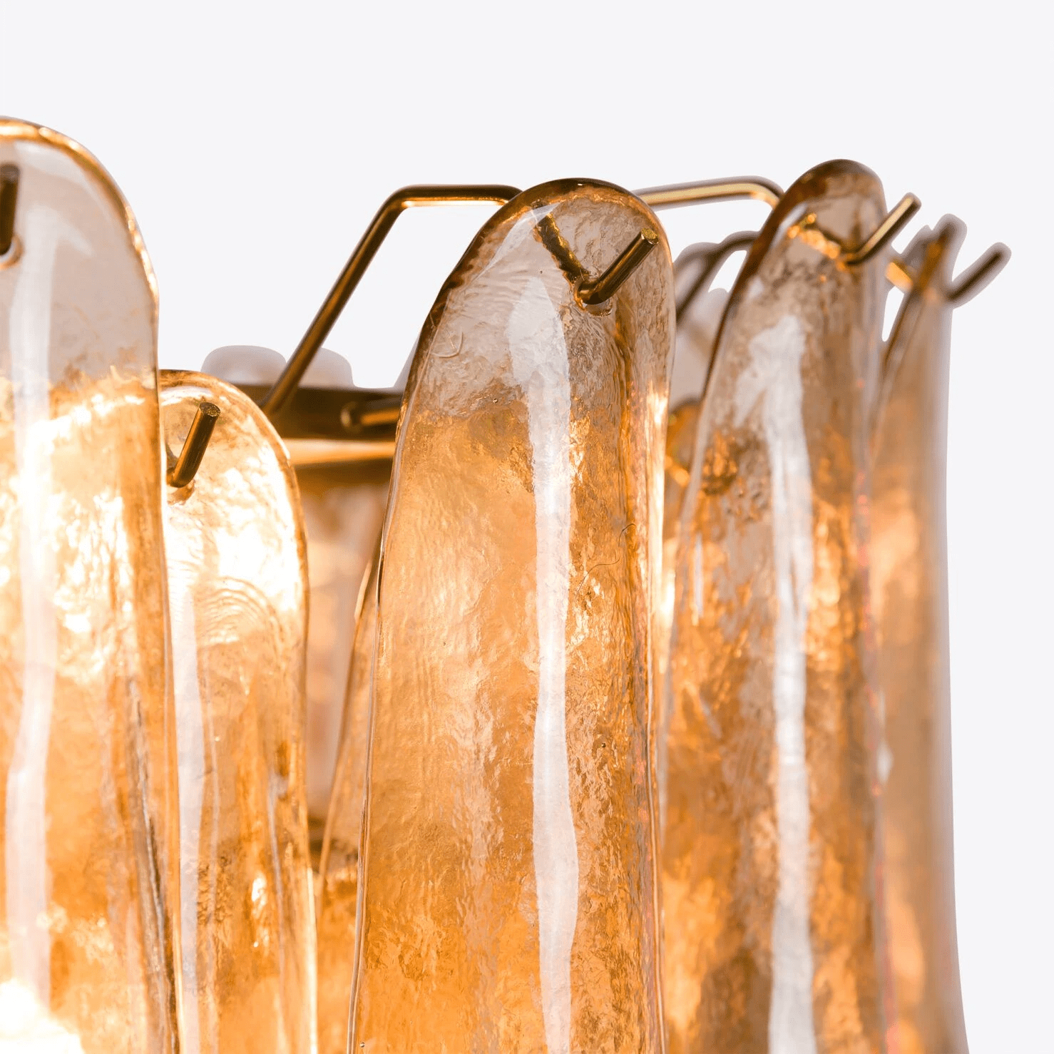 Lykne Chandelier Amber Murano Glass Petal Mid Century