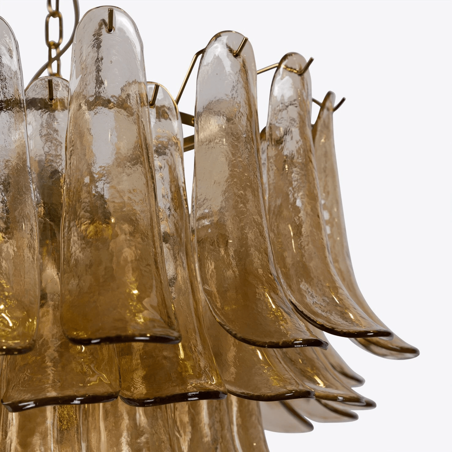 Lykne Chandelier Amber Murano Glass Petal Mid Century