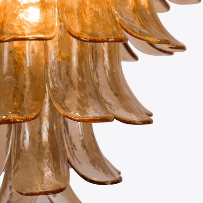 Lykne Chandelier Amber Murano Glass Petal Mid Century