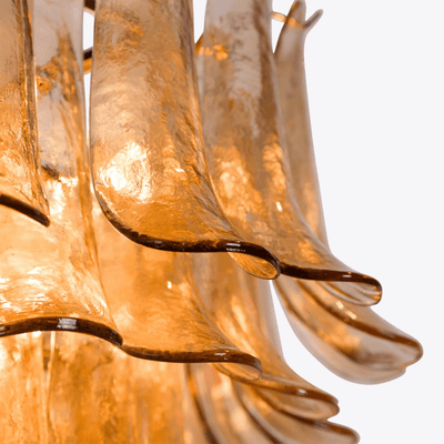 Lykne Chandelier Amber Murano Glass Petal Mid Century