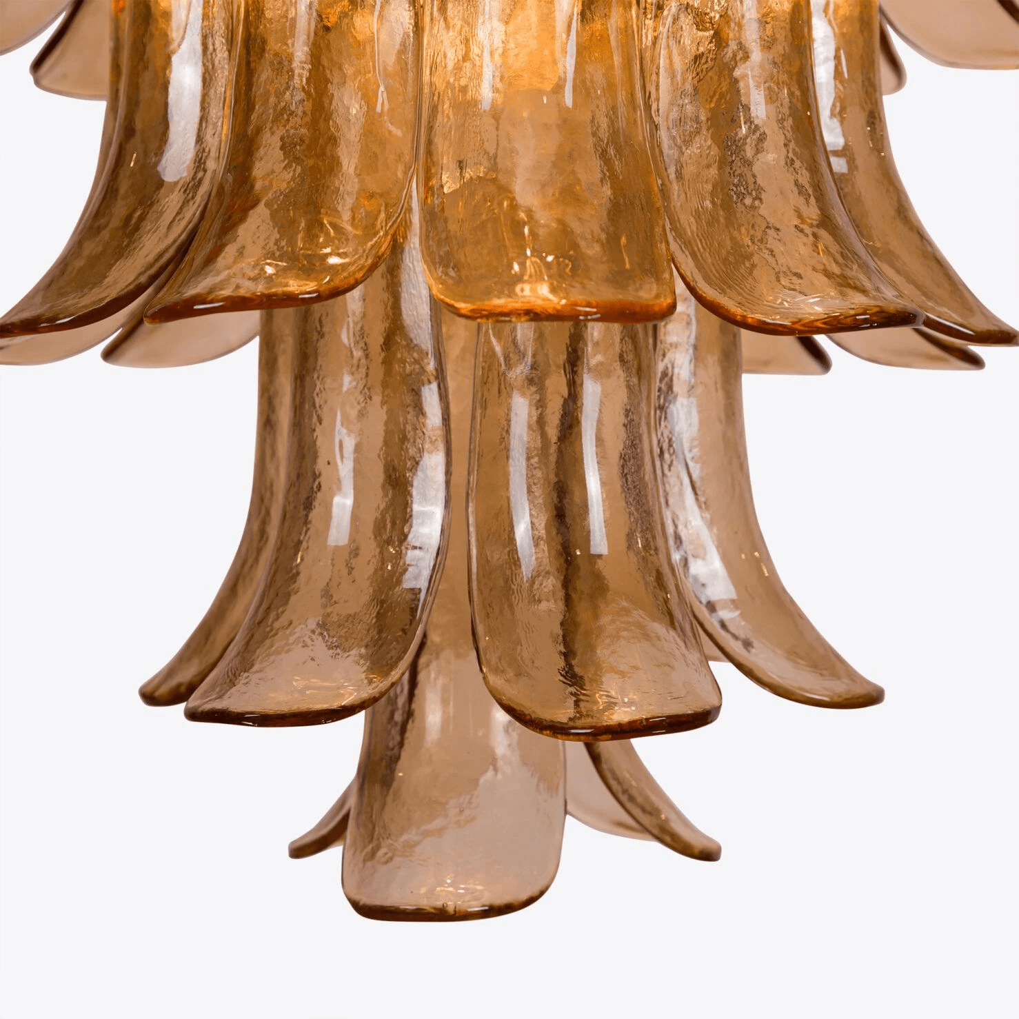 Lykne Chandelier Amber Murano Glass Petal Mid Century