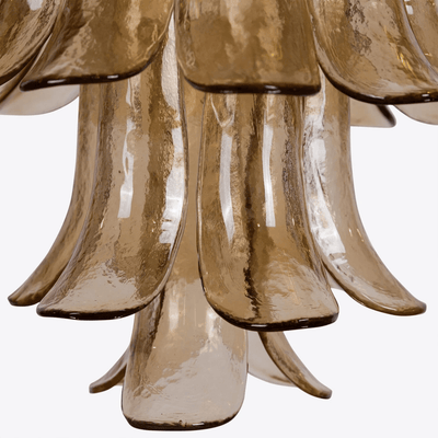 Lykne Chandelier Amber Murano Glass Petal Mid Century