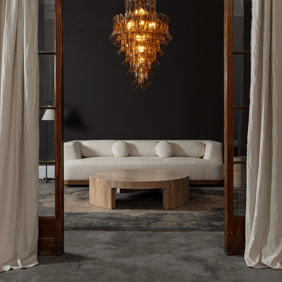 Lykne Chandelier Amber Murano Glass Petal Mid Century