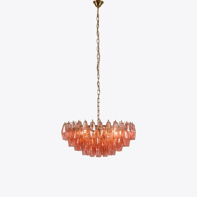 Lioruine Chandelier Pink Polygon Glass Tiered Modern Artistic