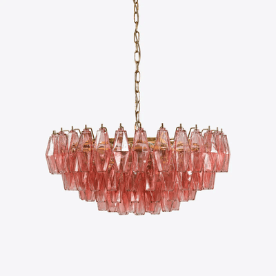 Lioruine Chandelier Pink Polygon Glass Tiered Modern Artistic