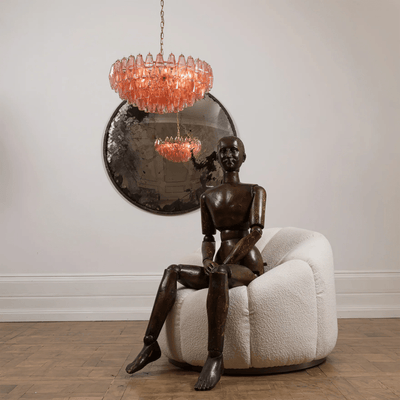 Lioruine Chandelier Pink Polygon Glass Tiered Modern Artistic