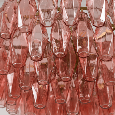 Lioruine Chandelier Pink Polygon Glass Tiered Modern Artistic
