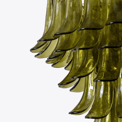 Darix Chandelier Green Petal Glass Layered Natural