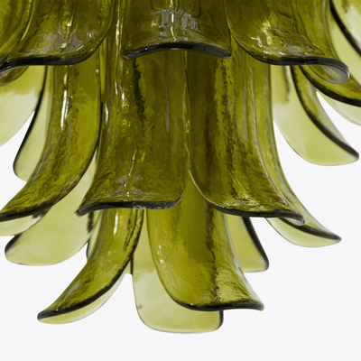 Darix Chandelier Green Petal Glass Layered Natural