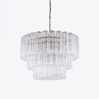 Eiranora Chandelier Five Tier Fluted Glass Tube Mid Century