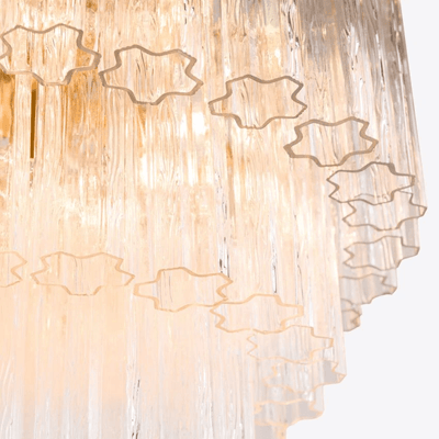 Eiranora Chandelier Five Tier Fluted Glass Tube Mid Century