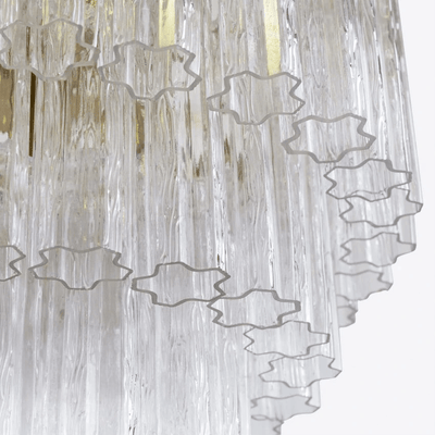Eiranora Chandelier Five Tier Fluted Glass Tube Mid Century
