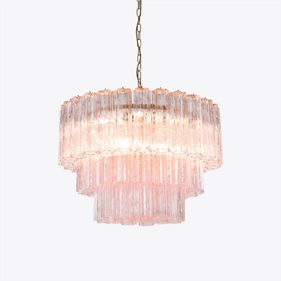 Eiranora Chandelier Five Tier Fluted Glass Tube Mid Century