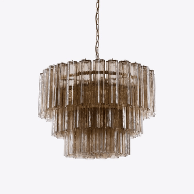 Eiranora Chandelier Five Tier Fluted Glass Tube Mid Century
