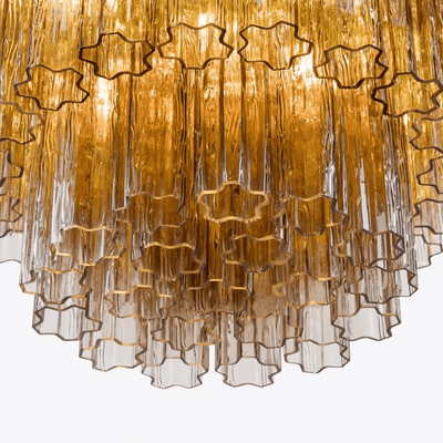 Eiranora Chandelier Five Tier Fluted Glass Tube Mid Century