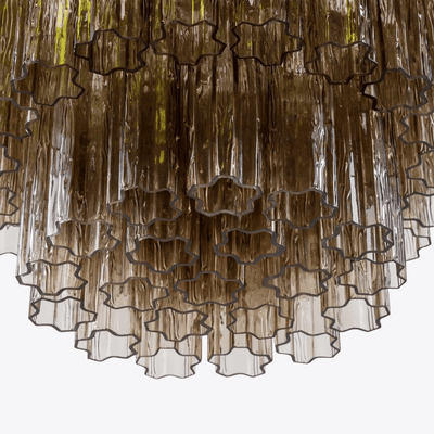 Eiranora Chandelier Five Tier Fluted Glass Tube Mid Century
