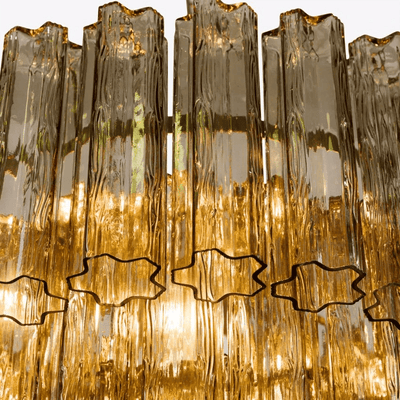 Eiranora Chandelier Five Tier Fluted Glass Tube Mid Century