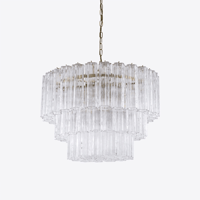 Eiranora Chandelier Five Tier Fluted Glass Tube Mid Century