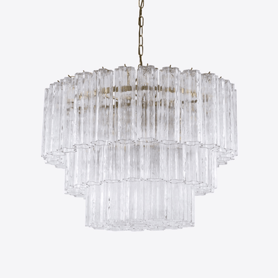 Eiranora Chandelier Five Tier Fluted Glass Tube Mid Century