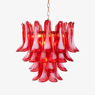 Celarine Chandelier Red Petal Glass Layered Artistic