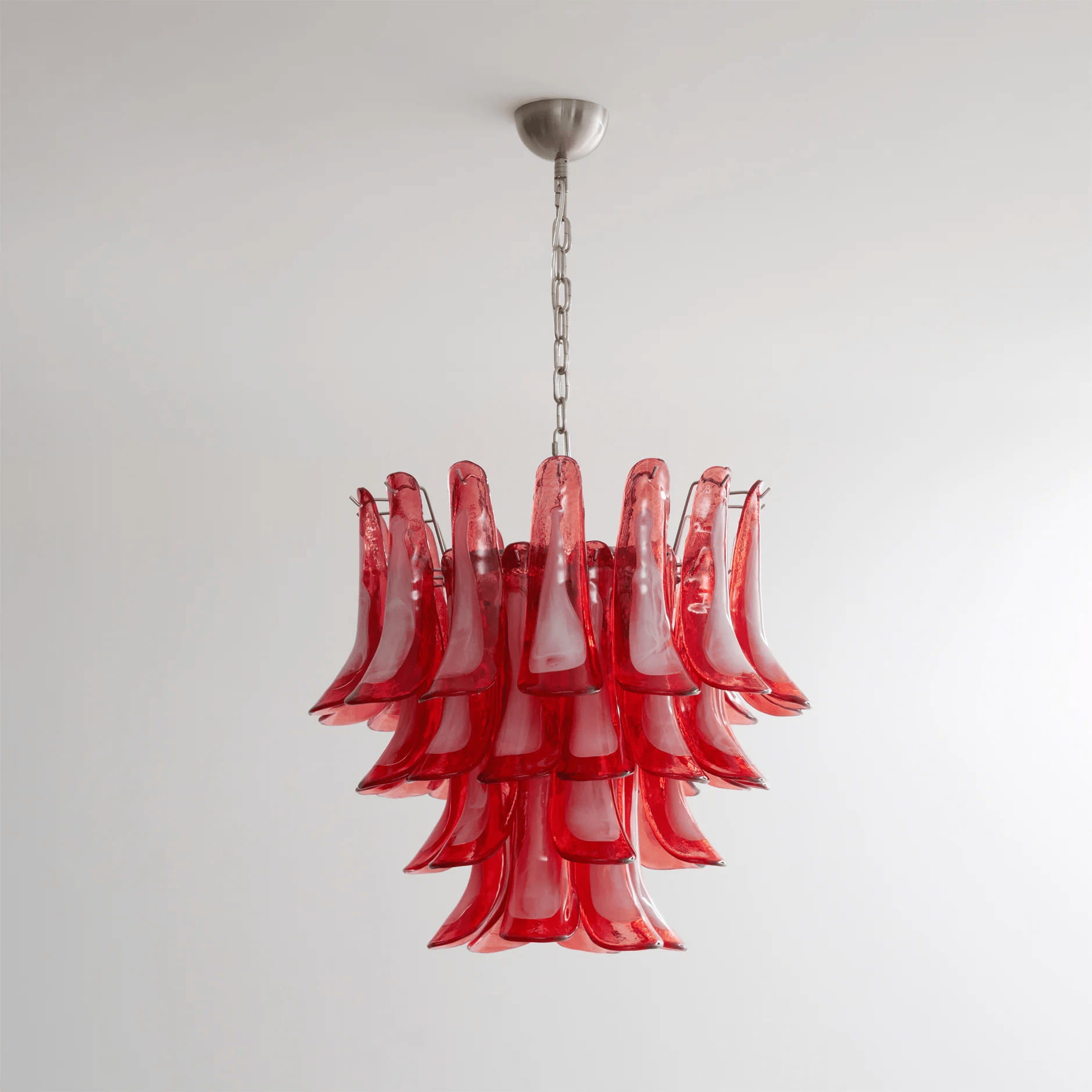 Celoelle Chandelier Crimson Murano Glass Petals Layered Vintage
