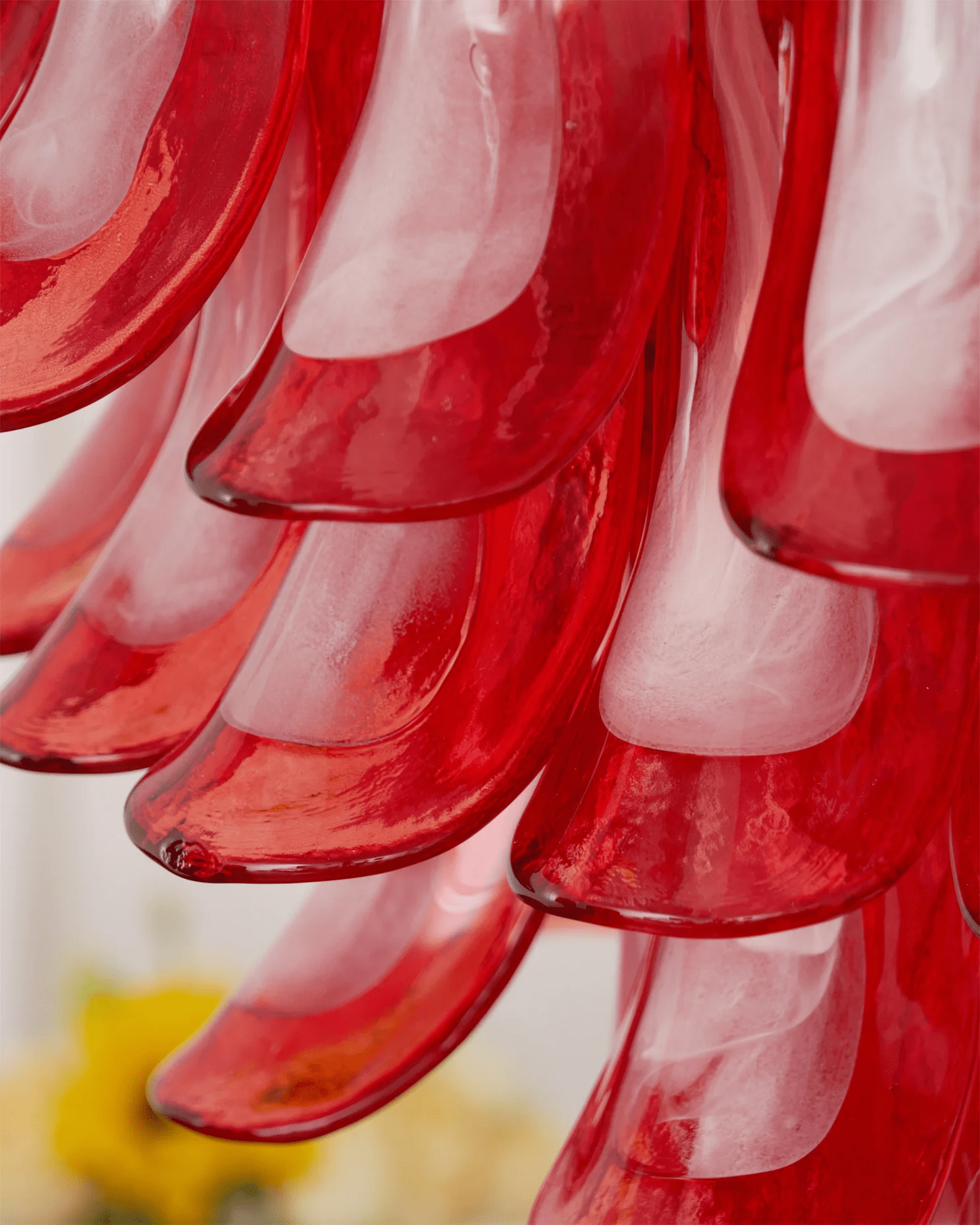 Celoelle Chandelier Crimson Murano Glass Petals Layered Vintage