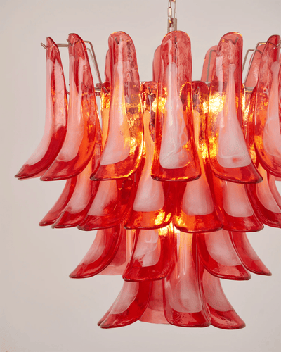 Celoelle Chandelier Crimson Murano Glass Petals Layered Vintage