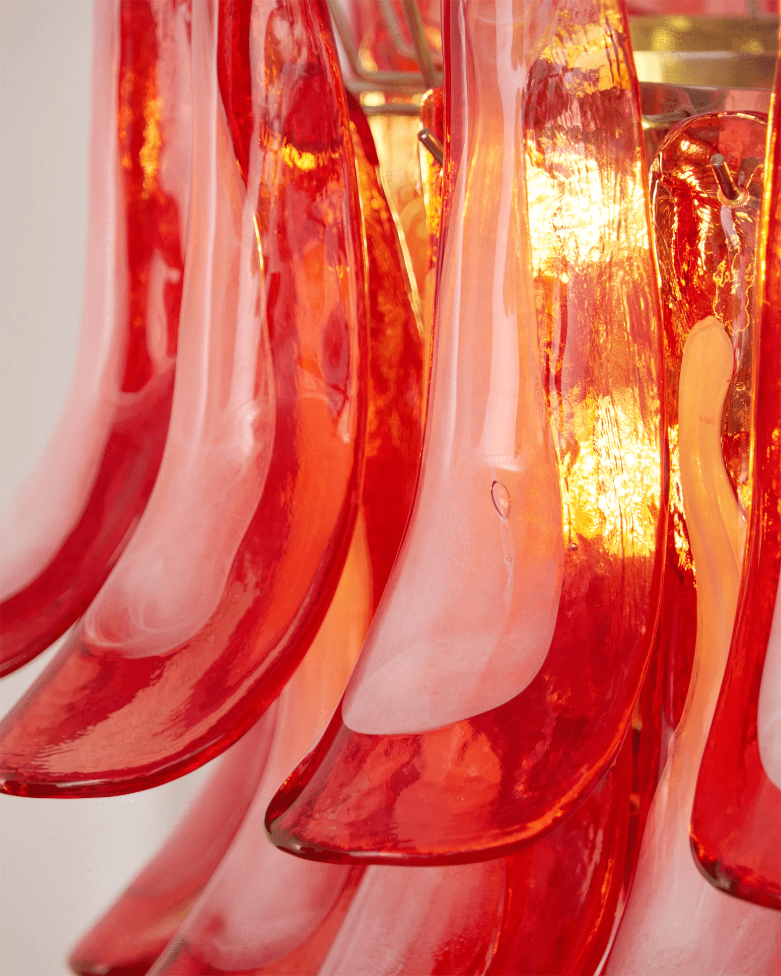 Celoelle Chandelier Crimson Murano Glass Petals Layered Vintage