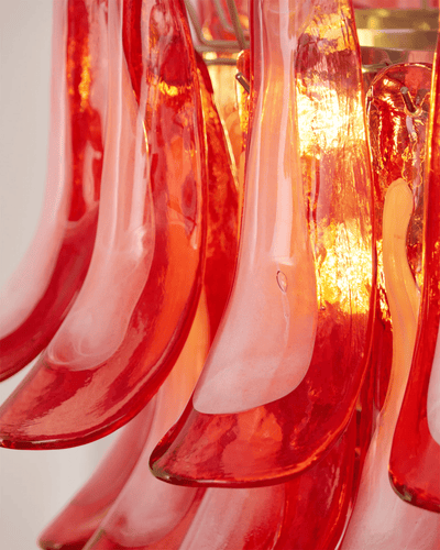 Celoelle Chandelier Crimson Murano Glass Petals Layered Vintage
