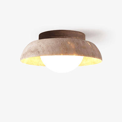 Anya Disc-Dome Travertine Ceiling Light