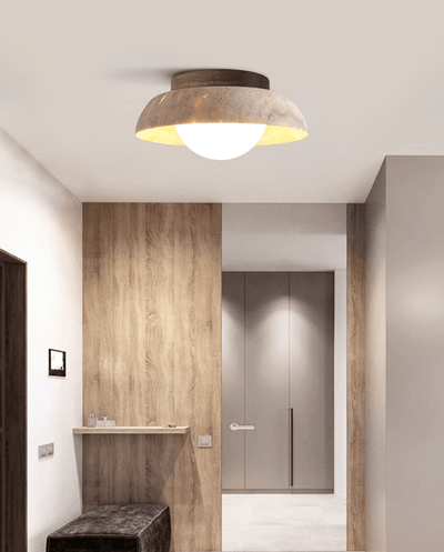 Anya Disc-Dome Travertine Ceiling Light