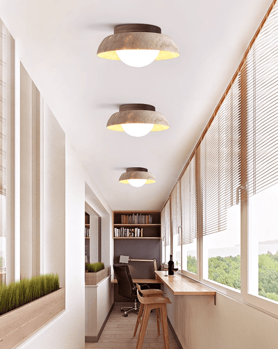 Anya Disc-Dome Travertine Ceiling Light