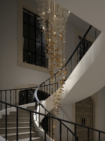 Nephele Crystal Leaf Chandelier