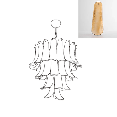 Celiian Chandelier Murano Glass Petals Vintage