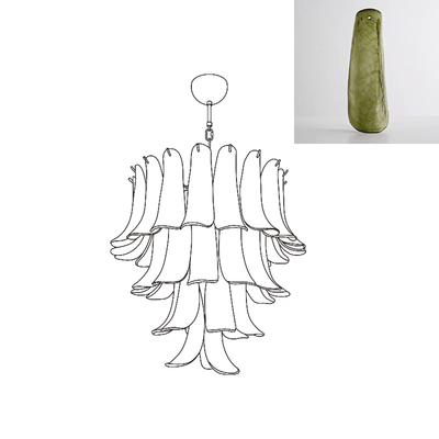 Celiian Chandelier Murano Glass Petals Vintage