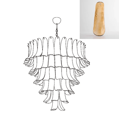 Celiian Chandelier Murano Glass Petals Vintage