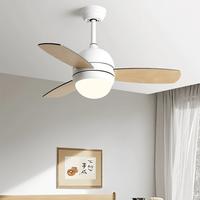 Vevo Minimalist White Wood Ceiling Fan Light