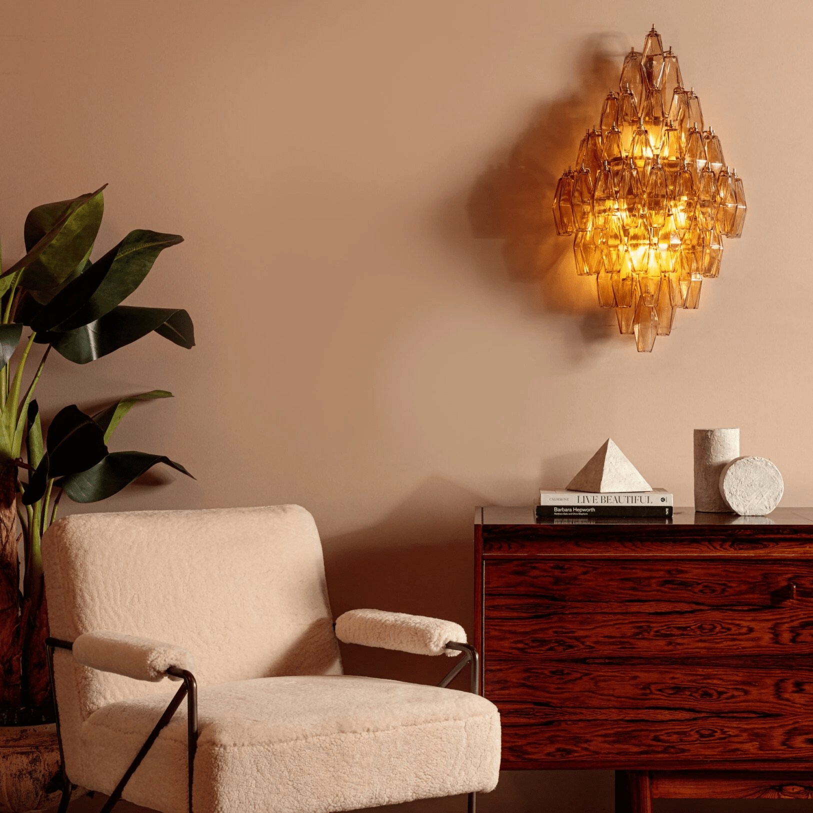 Aurora Wall Light Amber Diamond Polyhedron Vintage - Neutral Decor