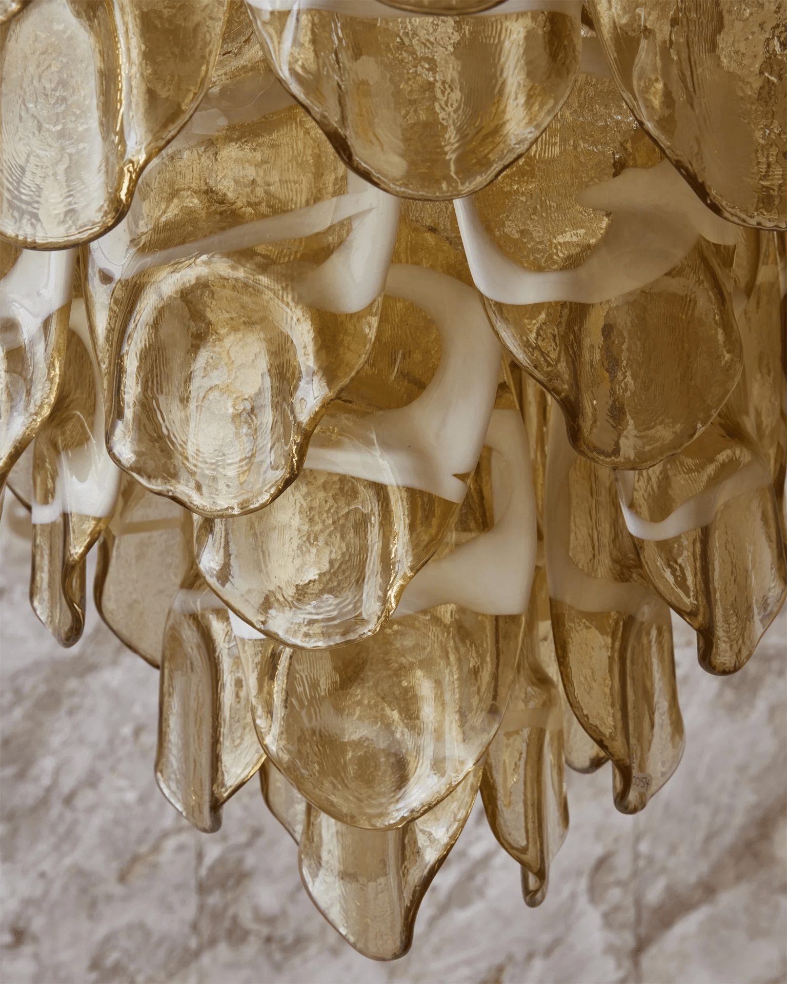Celuora Chandelier Amber Murano Glass Oval Drops Layered