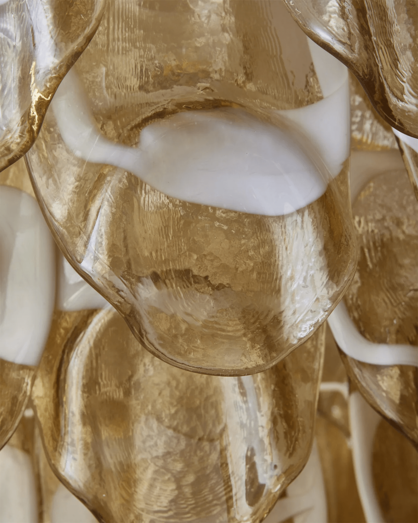 Celuora Chandelier Amber Murano Glass Oval Drops Layered