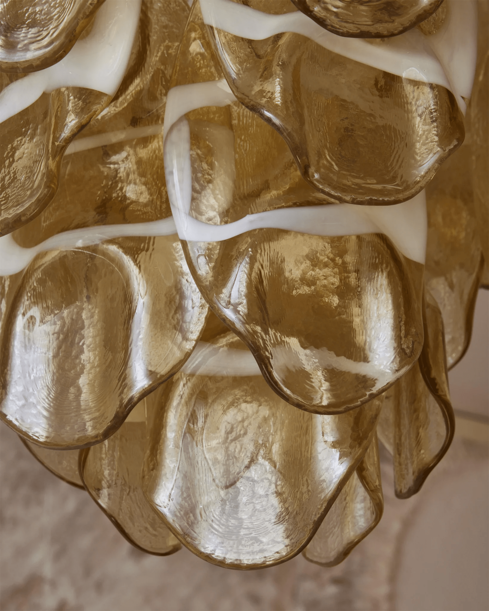 Celuora Chandelier Amber Murano Glass Oval Drops Layered